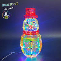 Figurine LED de bonhomme de neige holographique irisée, sculpture d'hiver lumineuse 3D, alimentée par USB, 8 modes, décoration artistique de Noël