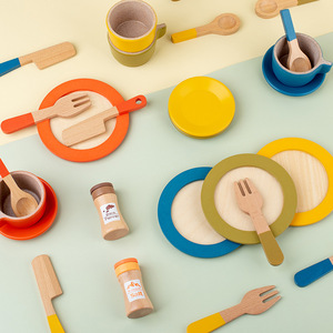 Jun Kai Ensemble de <span class=keywords><strong>cuisine</strong></span> en <span class=keywords><strong>bois</strong></span> pour thé de l'après-midi, jeu de simulation transfrontalier, pour enfants de 4 à 6 ans, avec gâteaux, collations et service à thé, <span class=keywords><strong>jouet</strong></span> combiné - Product Image 2