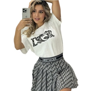 Luxury Women Casual Above Knee Short Sleeve Short Skirt Two-piece <b>Set</b> 100% Cotton Summer - Product Image 2