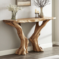 Table console en bois rustique à bord naturel, magnifique pour les entrées, décoration d'intérieur
