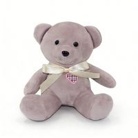 Ours en peluche gris personnalisé, ours en peluche gris doux avec nœud, cadeau pour la Saint-Valentin, ours en peluche gris avec patch cœur