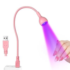 UV LED Nail <b>Lamp</b>, 3W <b>Portable</b> Duck Neck UV Nail <b>Lamps</b> Dryer Gel Polish Curing Light With Pink Gooseneck - Product Image 1