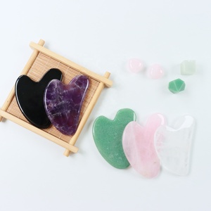 Biểu tượng tùy chỉnh màu trắng ngọc bích nephrite màu xanh đậm Obsidian mặt cơ thể công cụ massage gua SHA đá - Product Image 4