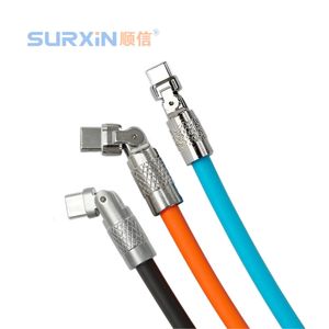 Cable <span class=keywords><strong>USB</strong></span> C de rotación de carga rápida de 120W personalizado, Cable de datos tipo C giratorio de 1m 180/Cargador <span class=keywords><strong>con</strong></span> Conector Giratorio 180 Grados - Product Image 1