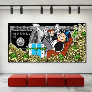 Wall Painting Art Modern Home Street Art Of Monopoly Lying In A Pile Money Wall Dollars Posters And Print Monopoly Canvas Wall Art