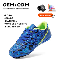 DREAM PAIRS Chaussures de football en synthétique pour garçons et filles, crampons de football en synthétique pour terrain synthétique, lacets, pour les petits/grands enfants, toutes saisons