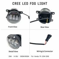 Avertisseur de brouillard LED CREE 20W OEM 6000K 3000K 9-30V pour Honda Fit Jazz GK5 14-16, montage direct, certifié CE – Fini les lumières tamponnées