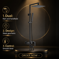 Mitigeur de douche mural double température en chrome poli, monocommande, pour salle de bain 3 trous