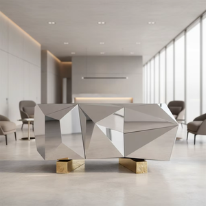 ตู้ไซด์บอร์ดทรงเหลี่ยมทันสมัยเคลือบเงาสูง สำหรับห้องรับประทานอาหารส่วนตัวของร้านอาหารมิชลิน และตกแต่งทางเข้าวิลล่าสไตล์อาร์ตเดโค - Product Image 4