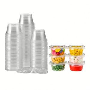 Pots à sauce jetables à paroi simple de 1,5 oz, 2 oz, 2,5 oz avec couvercle en PP/PET, certifiés HACCP pour la restauration et le stockage de condiments - Product Image 1