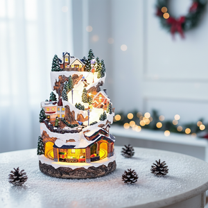 Casa <span class=keywords><strong>di</strong></span> <span class=keywords><strong>Natale</strong></span> Animata con Luci LED in Fibra Ottica e Musica, Scena <span class=keywords><strong>di</strong></span> Montagna con Bambini che Scivolano sulla Neve, per Decorazioni Natalizie - Product Image 2