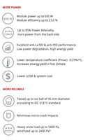 Panneau solaire canadien TOPBiHiKu7 commercial à haute efficacité photovoltaïque Topcon N Type Bifacial Monocristallin 620W 650W