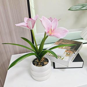 6-листная Цимбидиум Орхидея, искусственное растение в горшке, в форме сердца, экологичный Пасхальный Рабочий стол для гостиной - Product Image 2