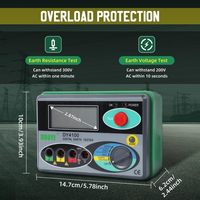 Digital Earth Ground Resistance Tester 0-2000 Ohm Meter High Accuracy AC Voltage Meter