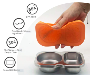 Stainless Steel Snack <b>Containers</b> with Silicone Lids Snack <b>Containers</b> Double Compartment Salad Dressing <b>Containers</b> - Product Image 2