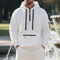 Set Hoodie Sweatshirt 2 Potong Pria, Jaket Hoodie Resleting dengan Celana Jogger, Pakaian Olahraga Kasual