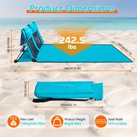 Chaise longue de plage pliable en Oxford imperméable à double siège en métal portable avec appui-tête amovible