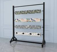 Étagère à roulettes en acier durable à 5 niveaux, grande capacité, support d'affichage pour vêtements, tissu, étagère à tissu hautement durable