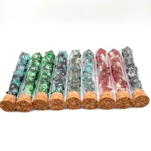 HS Offre Spéciale – Tubes de dés en plastique Transparent, ensemble de 7 pièces, acrylique polyédriques DND RPG, dés de jeu DND, haute qualité