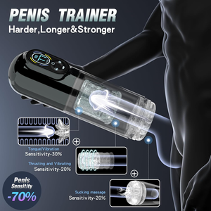 Juguetes sexuales masculinos bomba de pene máquina de entrenamiento con 7 succión vibratoria empuje giratorio lamiendo masturbador para hombres masaje de pene - Product Image 2