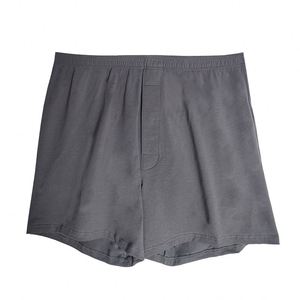 Men's <b>Custom</b> Plain Silk <b>Boxer</b> Shorts Open Pants with Mid-rise Breathable Cotton Knitted Loose Fit Briefs with Logo on Waist - Product Image 1