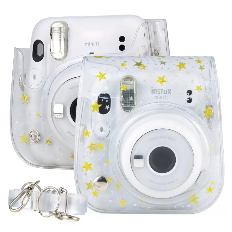 Estrelas Cristal PVC Hard Case Camera Bag com Alça de Ombro para FUJIFILM Instax Mini 11