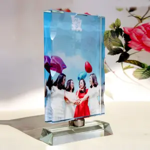 Fabrik Großhandel Sublimation Glas Foto rahmen Kristall Dekor benutzer definierte Kristall würfel Foto rahmen für Hochzeit begünstigt Geschenke