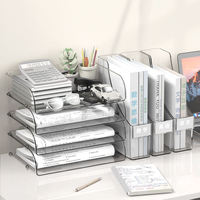 Caja de Almacenamiento de Documentos Apilable de PET Transparente, Tamaño A4, Moldeada por Inyección, para Oficina, Hogar, Hospital, Almacenamiento de Escritorio