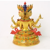 Sculpture tibétaine personnalisée de la Sainte Mère Bouddha, en cuivre plaqué or, faite à la main, design professionnel, directement de l'usine