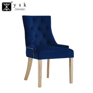 DC-1888 High Quality Fabric Upholstery Solid Oak Wood Curved Restaurant Dining Chairs