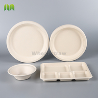8.75 pouces rond jetable vaisselle canne à sucre bagasse pâte papier fête assiette compostable 100% assiettes biodégradables