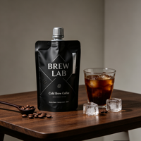 Pochette souple mate personnalisée avec bec verseur pour emballage alimentaire liquide, idéale pour café infusé à froid, OEM ODM, logo et taille personnalisés