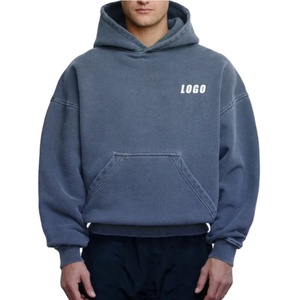Sweat à capuche oversize en coton 100% de qualité supérieure, 400 g/m², avec logo personnalisé, style streetwear, lavage à l'acide, coupe ample, pour homme - Product Image 3