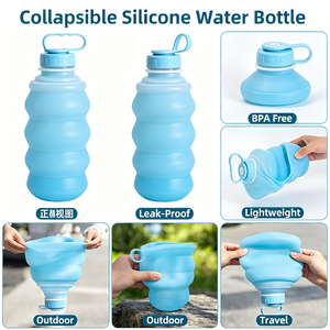 Food Grade Safe Leakproof Lightweight Collapsible Silicone Water Bottle - Product Image 6