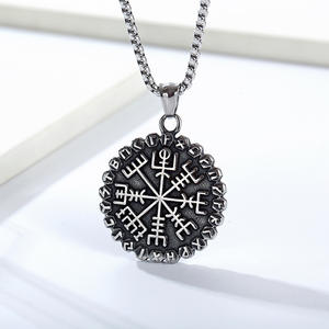 Nordic Viking Snowflake Compass Necklace Men <b>Titanium</b> Steel Pendant Gift Jewelry - Product Image 1