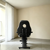Fauteuil de massage et de beauté luxueux noir et blanc à jambes réglables, pliable, pour tatouage, coiffure, thérapie faciale et extensions de cils, économique