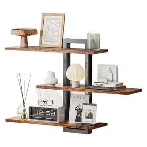 Three Tier Wall Mounted Shelf Iron Wood 28.3in 3 Layers <b>Storage</b> <b>Rack</b> For Bathroom <b>Kitchen</b> Living Room - Product Image 4