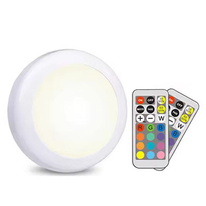 <span class=keywords><strong>RGB</strong></span> <span class=keywords><strong>LED</strong></span> Tủ Ánh Sáng Thiết Kế Hiện Đại Puck Đèn Điều Khiển Từ Xa Pin Hoạt Động Thay Đổi Độ Sáng Nhiều Màu Đèn Ngủ Cho Nhà Bếp Tủ Quần Áo - Product Image 1