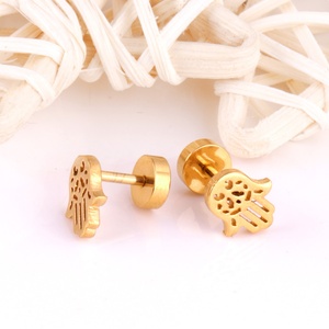 Pendientes de Acero Inoxidable Dorado con Diseño de Letras y Manos, Estilo Simple, Novedad 2022 - Product Image 5