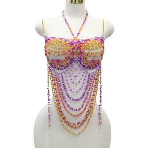 Nouvelle discothèque Party Club plage personnalisé chaud Sexy <span class=keywords><strong>perles</strong></span> femmes perlé haut court cristal gilet carnaval soutien-gorge - Product Image 1