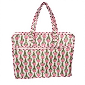 Bolsa para Portátil A2ZCraftBazar Hecha a Mano, Elegante, 100% Algodón, Estampado a Bloque, Cierre de Cremallera, Bolsa Grande Ecológica - Product Image 1