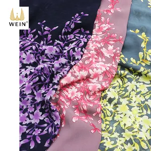 WI-B14 Beliebte leichte elastische glänzende Crêpe Chiffon Polyester bedruckte Gewebe für Abaya Kleid