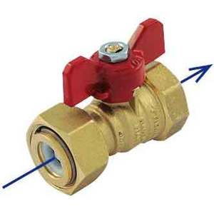 Válvula de bola recta hembra 1/2-3/4 con control manual giratorio y sin retorno para agua, gas, aceite y medios de base compatibles con OEM - Product Image 1