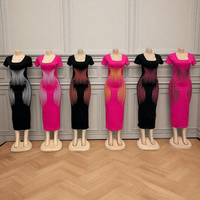 Vente en gros Robe d'été décontractée à manches courtes et à taille haute en queue de poisson avec impression pour femmes