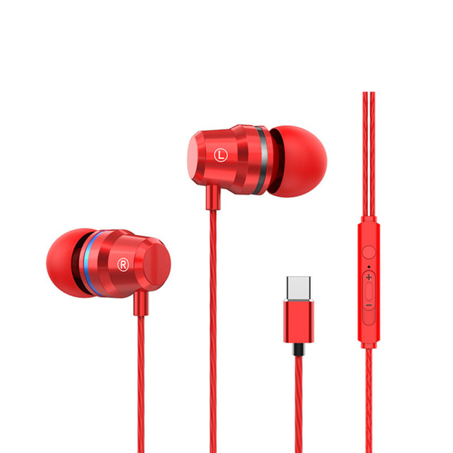 Red Gold Black Sport Metal Bass Type c in Ear Wired Earphone