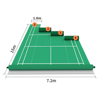 Revêtement de sol pour terrain de badminton en PVC Taraflex de 108 m², épaisseur 6 mm, entièrement homologué BWF, motif sable, antidérapant, design graphique