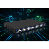 Commutateur réseau PoE Hedy compatible VLAN/QOS/Watchdog, 176 Gbit/s, 8000 W, 48 ports PoE, 4 ports SFP+ pour liaison montante