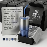 Lot de gobelets isothermes en acier inoxydable avec poignée et paille, anti-éclaboussures, sans BPA, personnalisables avec logo, pour cadeaux d'entreprise en gros (OEM)