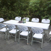 Table pliante rectangulaire en plastique de 244 cm pour 8 à 10 personnes, vente en gros pour l'extérieur, pour les événements