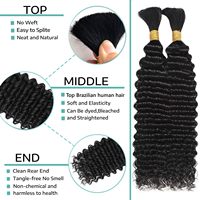 Cabello Humano Natural Negro Crudo 100% Afro Kinky a Granel para Trenzas, Extensiones de Cabello 99J de 100g para Trenzar y Hacer Rastas
